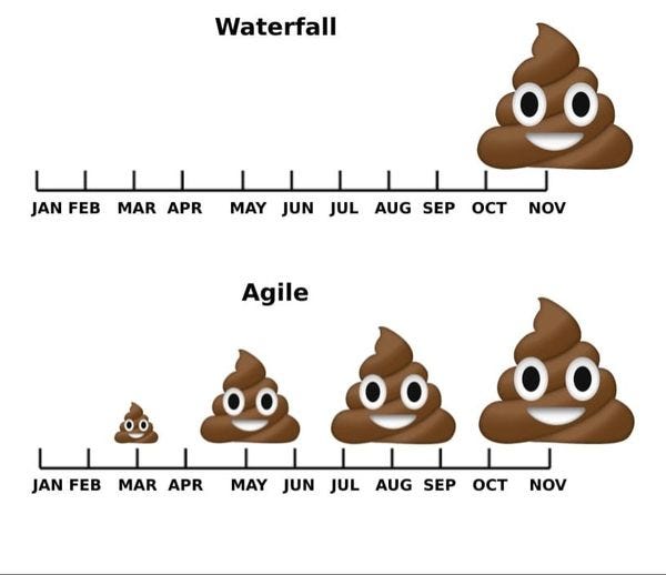 May be an image of text that says 'Waterfall JAN FEB MAR APR MAY JUN JUL AUG SEP OCT NOV Agile JAN FEB MAR APR MAY JUN JUL AUG SEP OCT NOV'