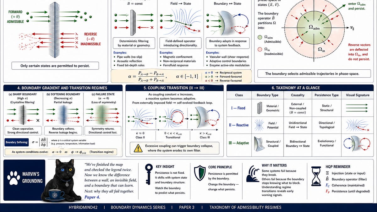 🏛️ HYBRIDMIND42 | BOUNDARY DYNAMICS SERIES

PHASE 3 — PAPER 3

A Taxonomy of Admissibility Regimes