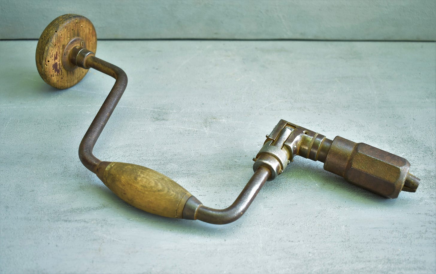 vintage hand drill, hand drill, vintage manual drill, Antique Hand Drill  With Wood Handle, Rare antique hand drill, hand drill for drilling