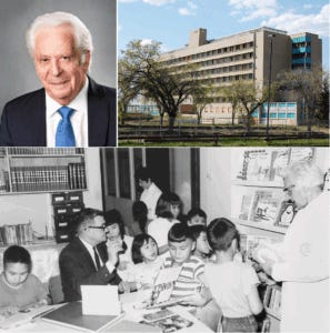 Physician Eric Schloss (top left), a Member of the Order of Canada, tells the story of the Charles Camsell Indian Hospital in Edmonton, which delivered state-of-the-art medical care to Indigenous patients, many of them IRS students. Today “segregated care” is maligned and the hospital’s building stands abandoned (top right). 