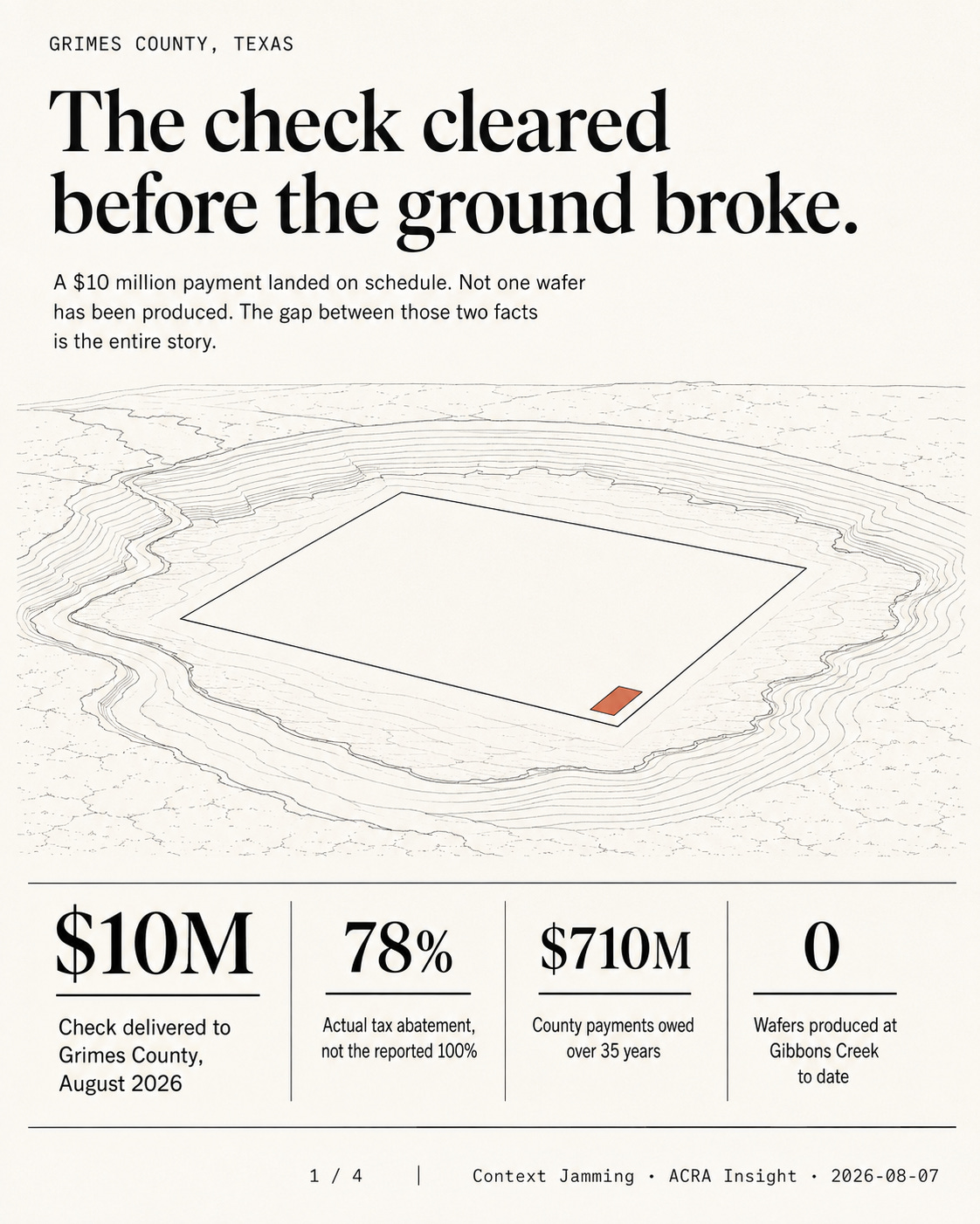 The check cleared before the ground broke.