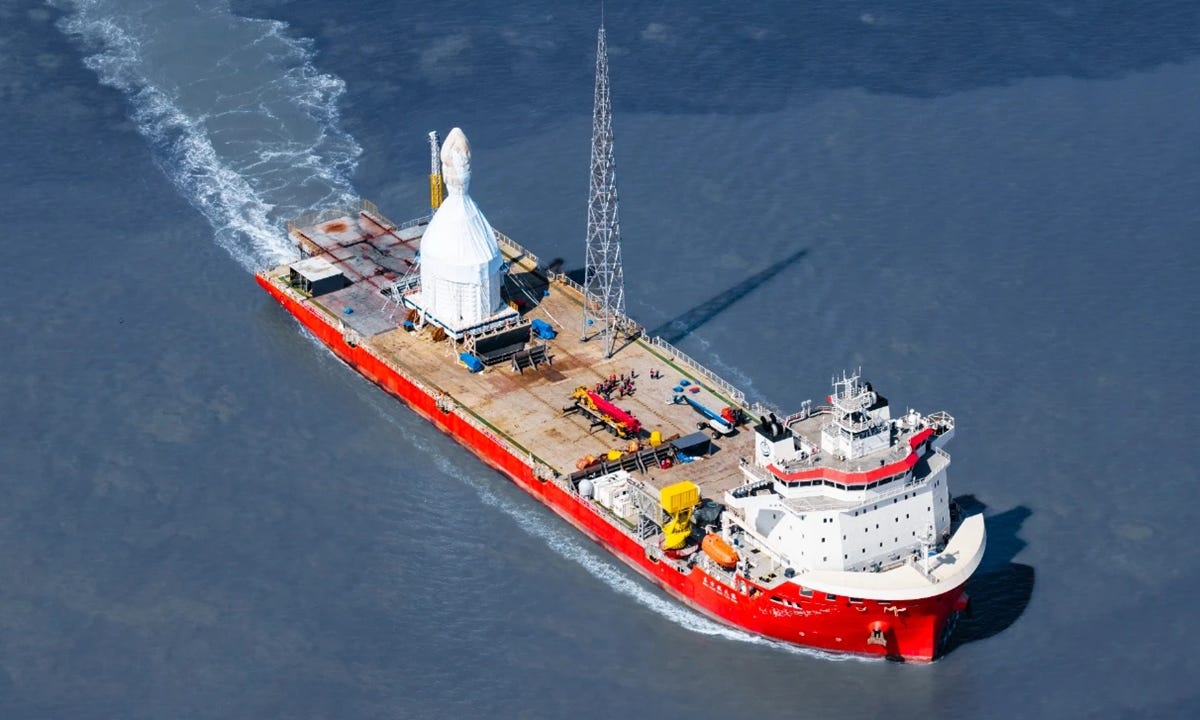 The Oriental Aerospace Port launch vessel carries the Gravity-1 launch vehicle Photo: Courtesy of the Haiyang aerospace industry development center
