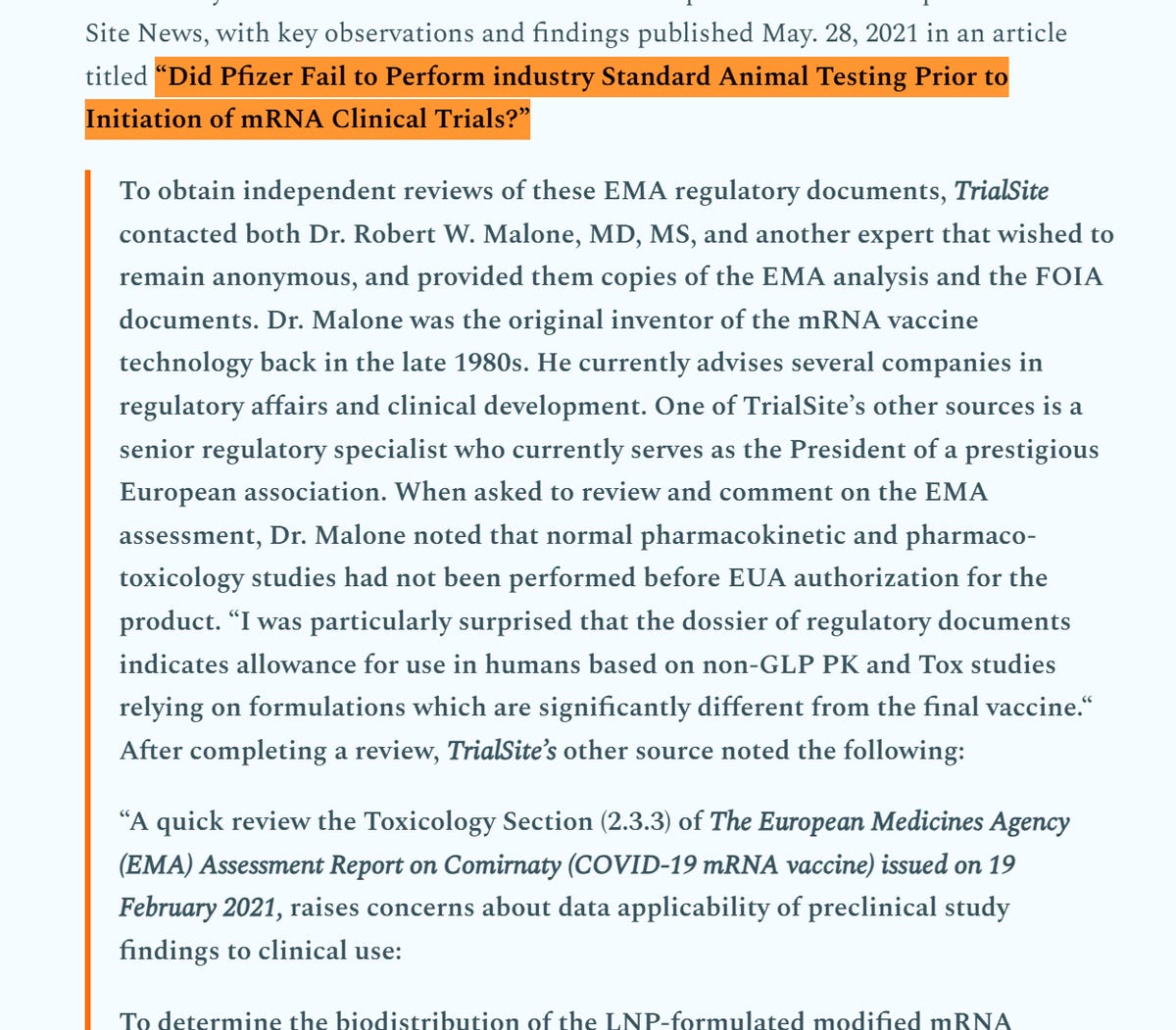https://www.trialsitenews.com/a/did-pfizer-fail-to-perform-industry-standard-animal-testing-prior-to-initiation-of-mrna-clinical-trials