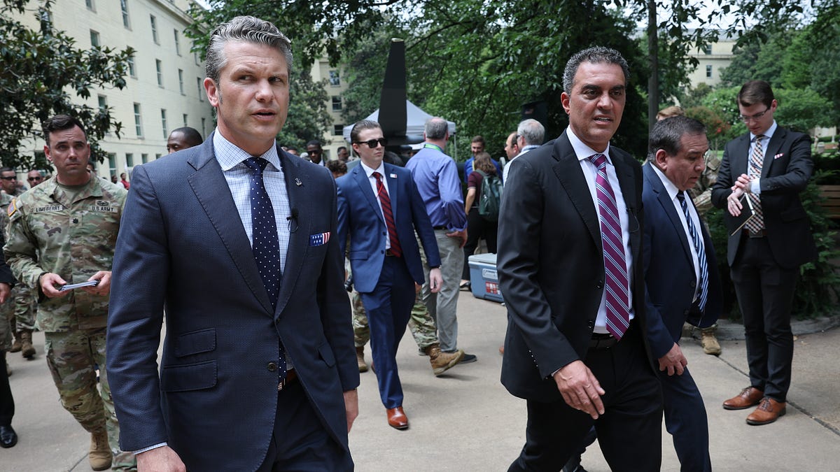 Collage of OpenAI logo, Pentagon building, and redacted contract documents with surveillance icons