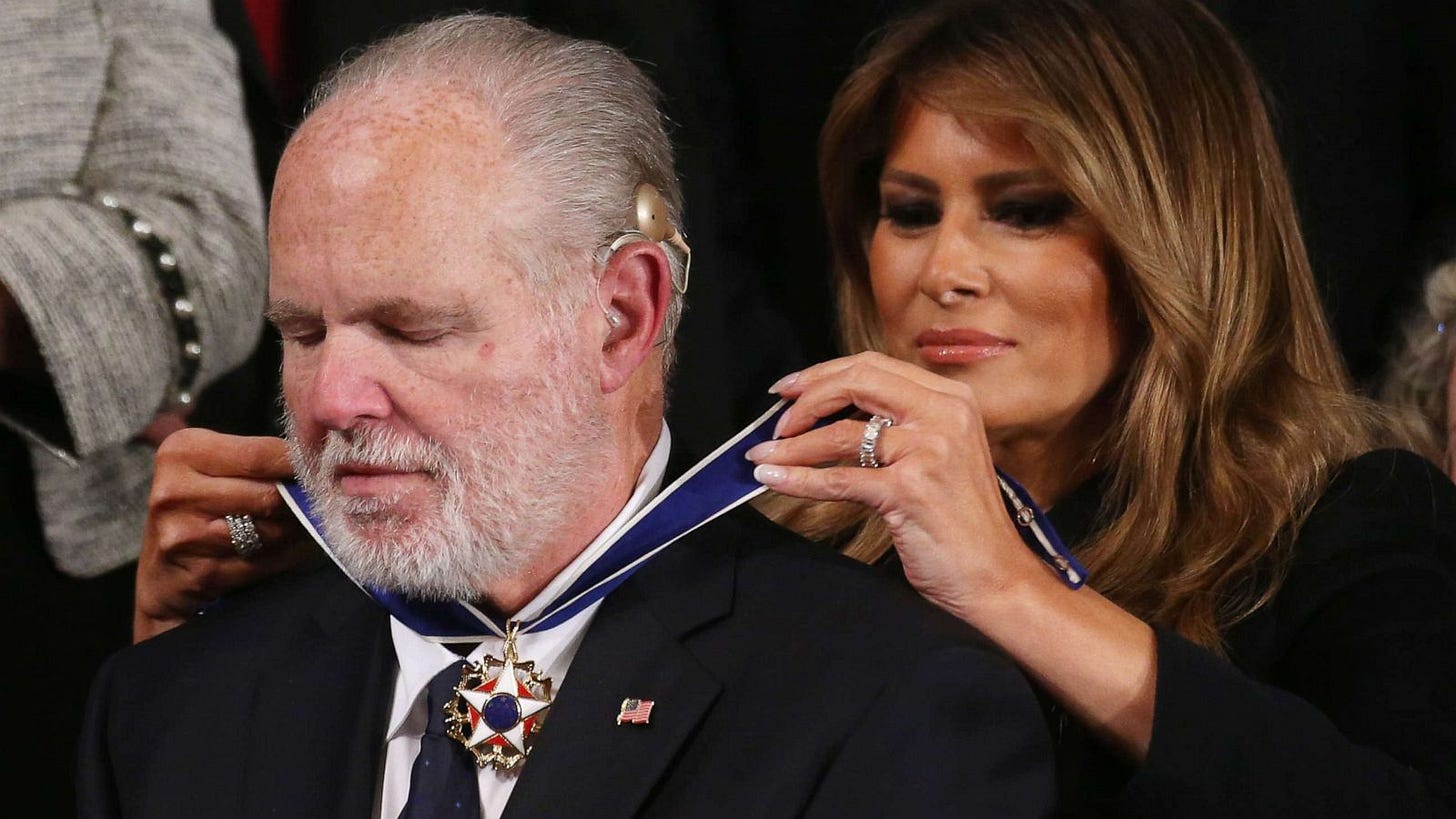 Rush Limbaugh's Medal of Freedom from Trump draws backlash over past  comments - ABC News