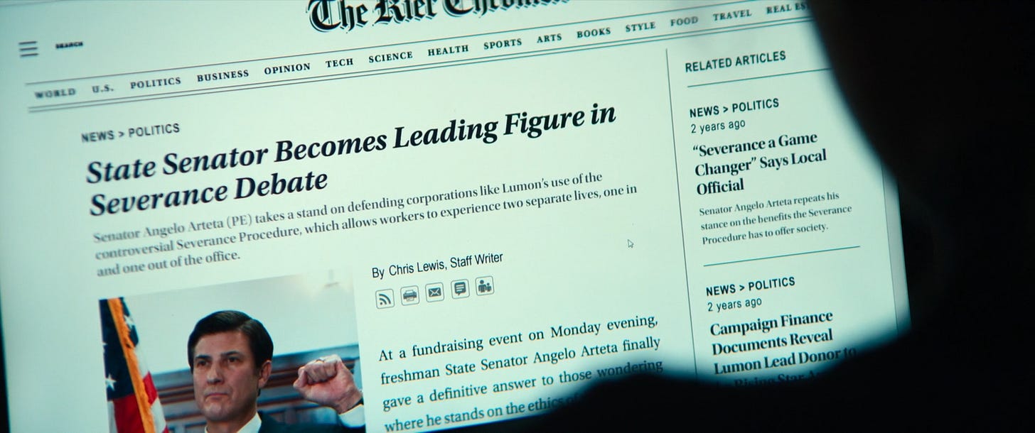 A news article with the title "State Senator Becomes Leading Figure in Severance Debate"