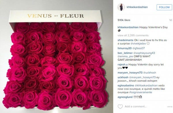khloe kardashian valentines day flowers 2016 khloe kardashian valentines day flowers 2016