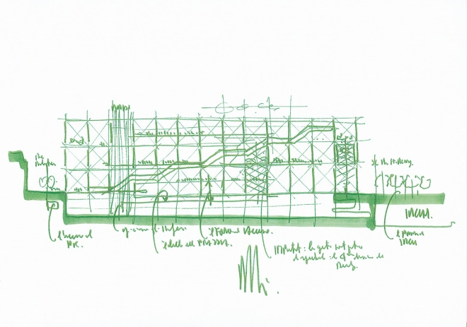 龐畢度中心內部與參觀者|來源:Fondazione Renzo Piano(官方檔案圖) 龐畢度中心內部與參觀者|來源:Fondazione Renzo Piano(官方檔案圖)