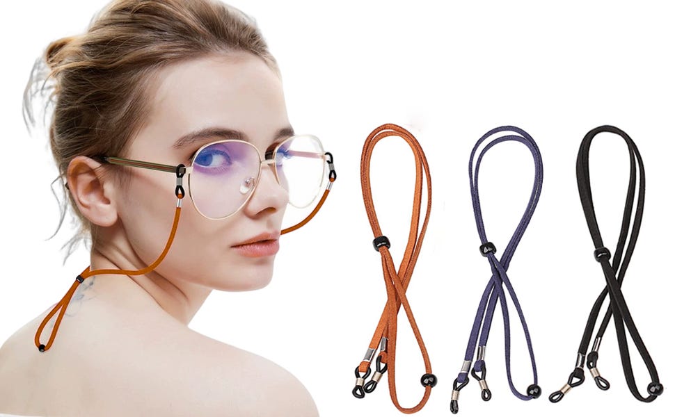 XFentech 3 Pcs Unisex Glasses Straps- Universal Leather Eyeglass Chain ...