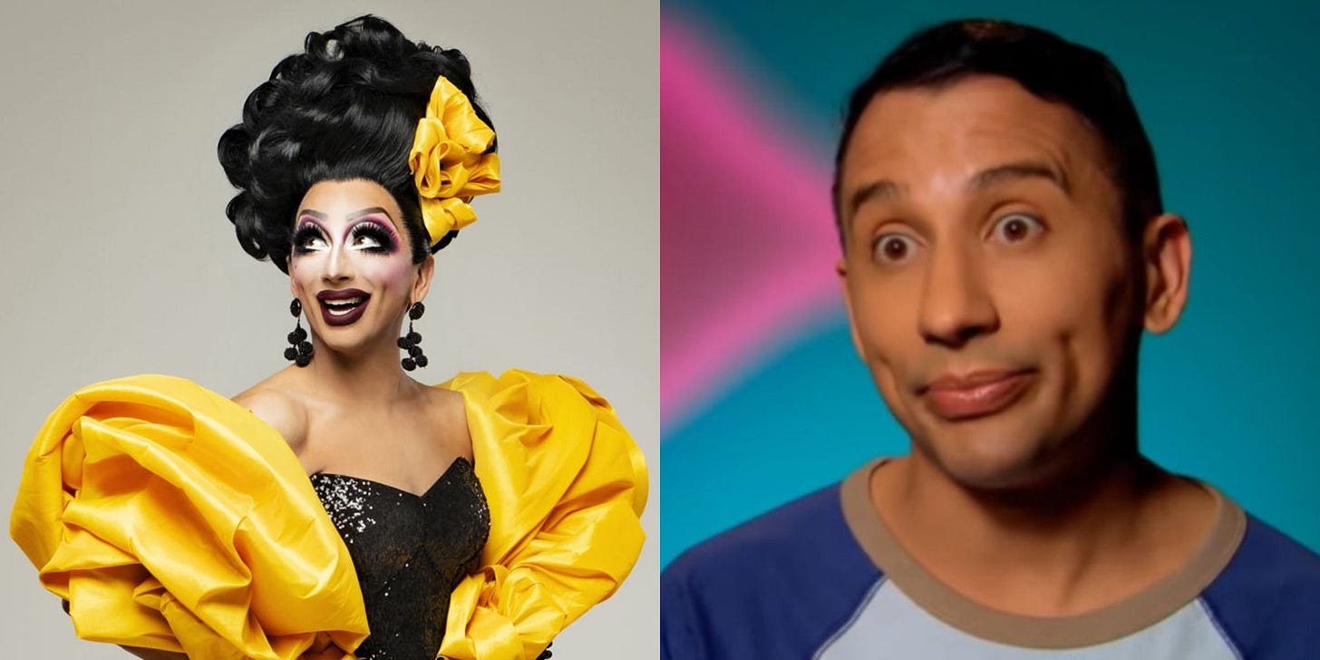 Split image showing Bianca del Río in and out of Drag