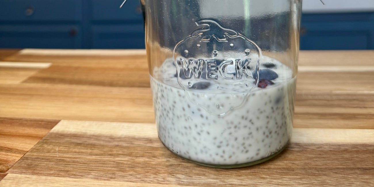 Blueberry coconut protein chia pudding
