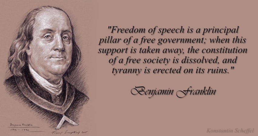 benjamin franklin freedom of speech quote freemason freemasonary