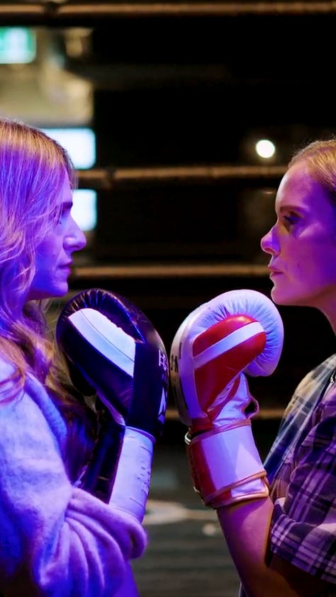 Sedge and Lauren face to face in a boxing ring whilst they debate whether AI can replace whole teams.