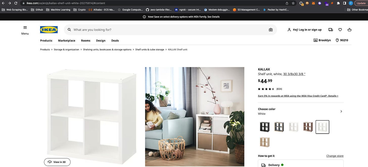 Ikea Us code 20275814 in the url bar