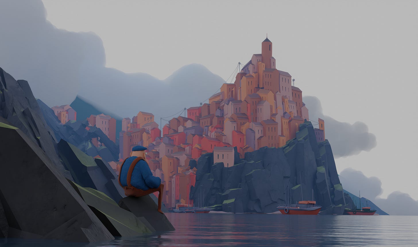 Overcast mountain set