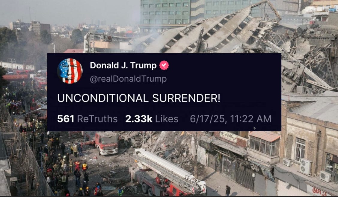 Trump's Unconditional Surrender Warning: U.S. controls Iran’s skies. President Trump warns: “They should’ve made a deal.” Trump's Unconditional Surrender Warning: U.S. controls Iran’s skies. President Trump warns: “They should’ve made a deal.”