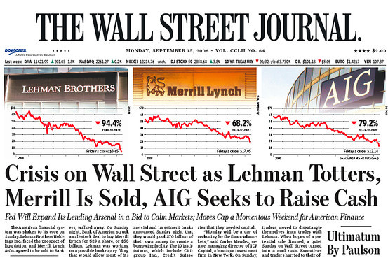 Lehman's Collapse, on the Front Page - WSJ
