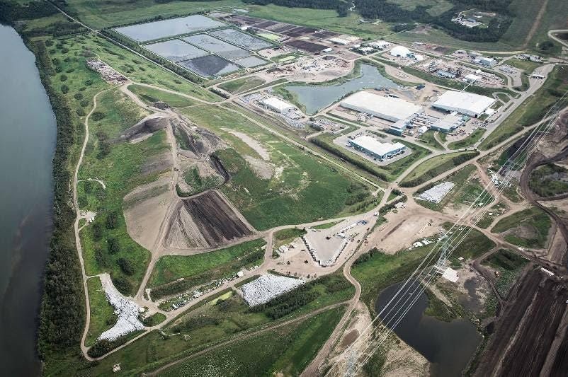 Historical aerial of the Edmonton Waste Management Centre. See the original visual edition for the annotated storage area. Historical aerial of the Edmonton Waste Management Centre. See the original visual edition for the annotated storage area.