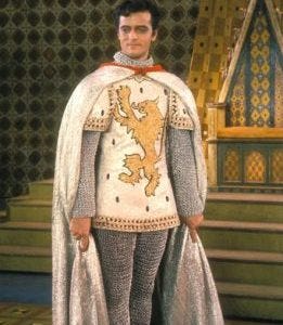 Actor Robert Goulet as Sir Lancelot from the musical "Camelot."