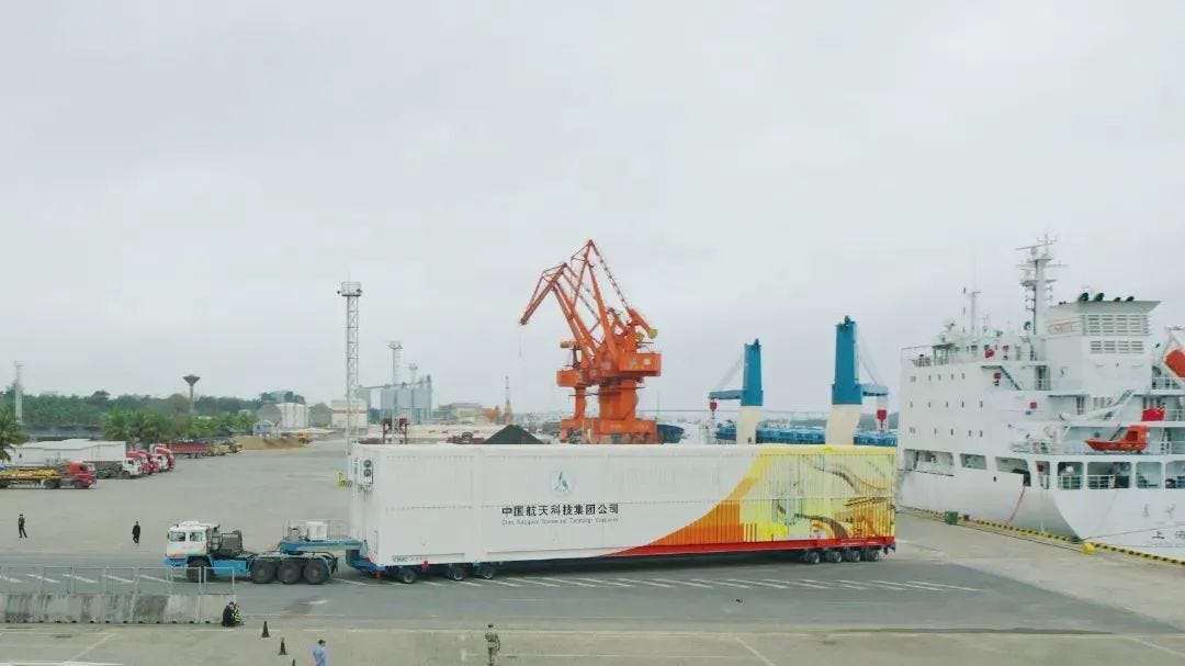 A container containing the Long March 5 Y8 first-stage. ©China Aerospace and Science and Technology Corporation A container containing the Long March 5 Y8 first-stage. ©China Aerospace and Science and Technology Corporation