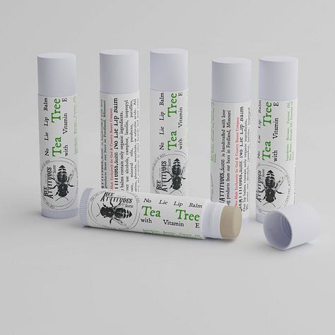 Created a 3d mockup for BeeAttitudes.buzz No Lie Lip Balm.