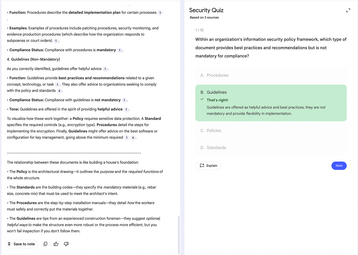 NotebookLM quiz answer and explanation