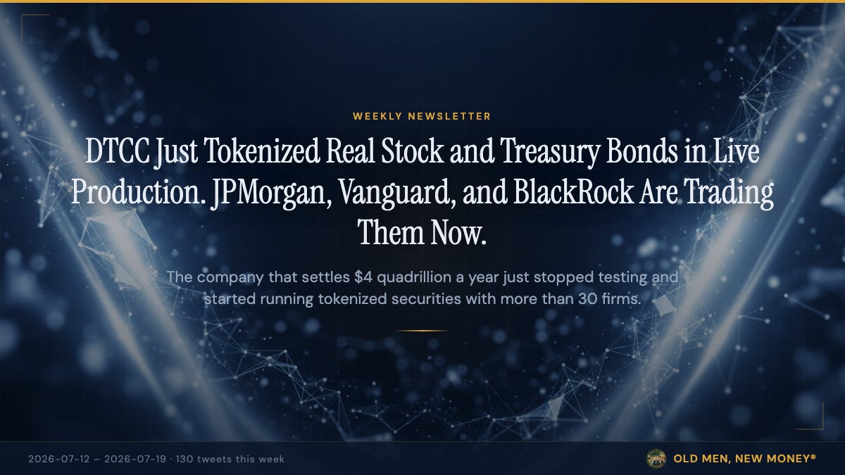 DTCC Just Tokenized Real Stock and Treasury Bonds in Live Production. JPMorgan, Vanguard, and BlackRock Are Trading Them Now.