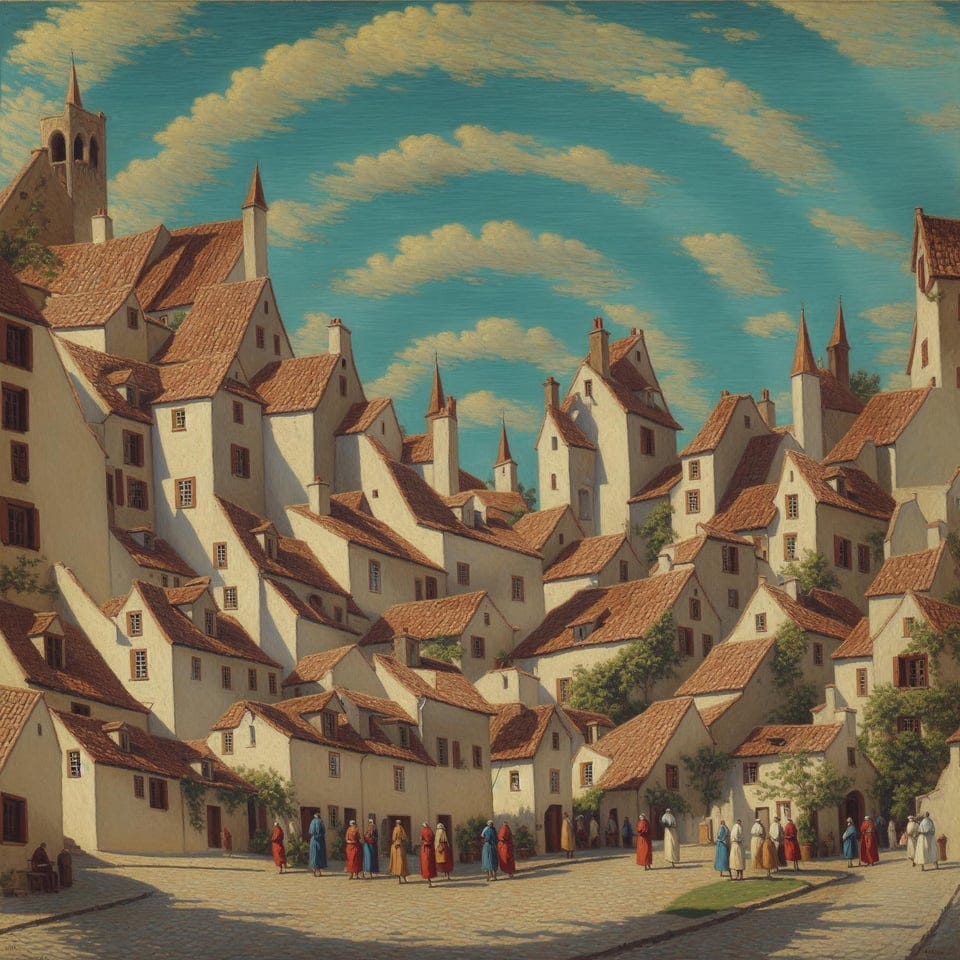 r/StableDiffusion - Spiral Town - different approach to qr monster