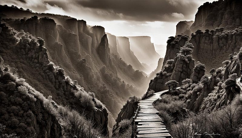 Hiking trail, artistic impression. Hiking trail, artistic impression.
