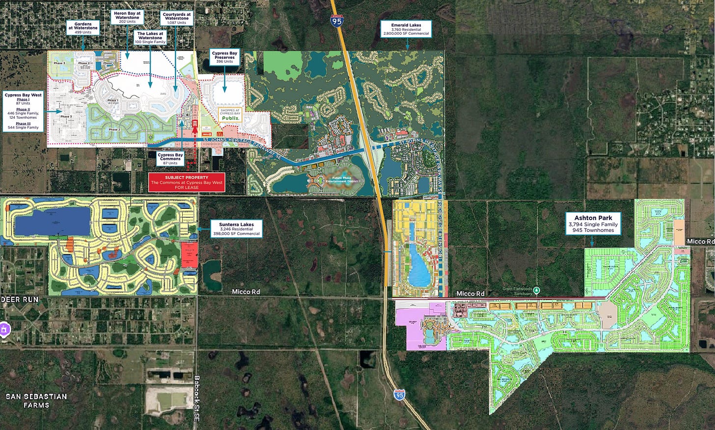 Composite map of planned developments, south Palm Bay, 2026 Composite map of planned developments, south Palm Bay, 2026