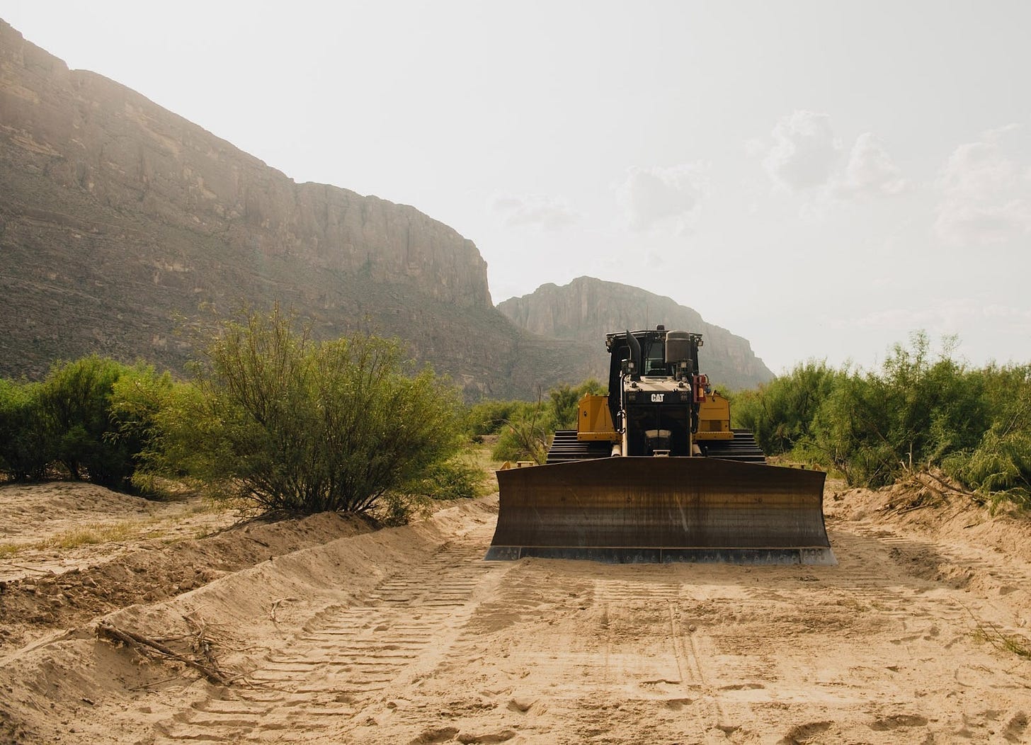 Contractors for the Department of Homeland Security have begun bulldozing portions of Big Bend National Park in preparation for building border barriers, despite widespread local opposition (Photo by Natalie Newman via x.com / @MeridithDyer_) Contractors for the Department of Homeland Security have begun bulldozing portions of Big Bend National Park in preparation for building border barriers, despite widespread local opposition (Photo by Natalie Newman via x.com / @MeridithDyer_)