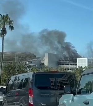 Large fire at Disneyland Resort. Large fire at Disneyland Resort.