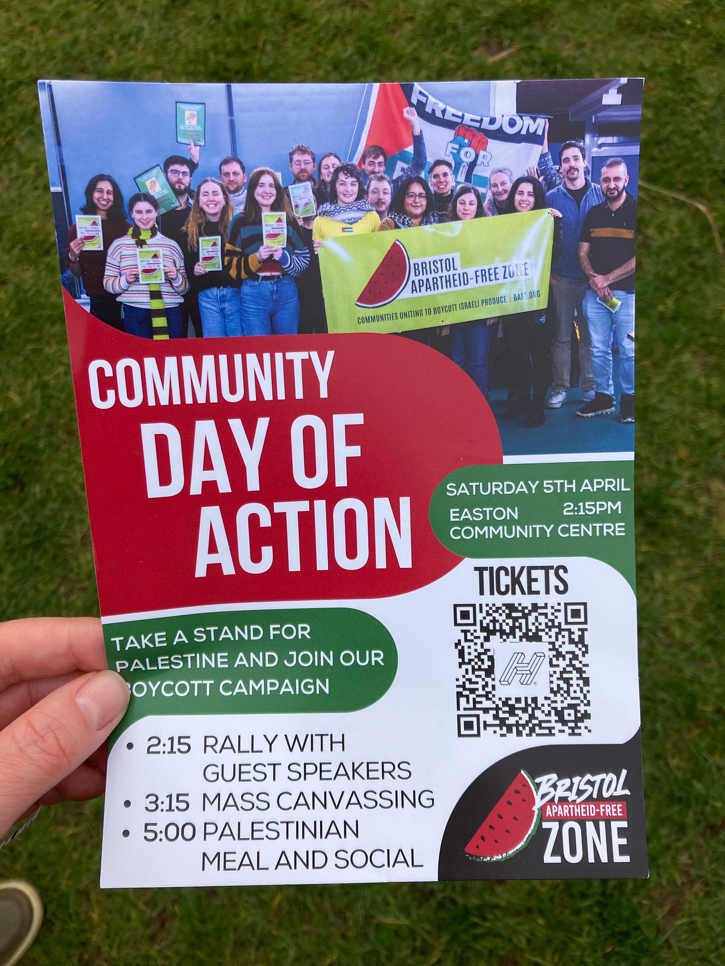 A flyer for a community day of action at Easton Community Centre in Easton, Bristol Saturday 5 April