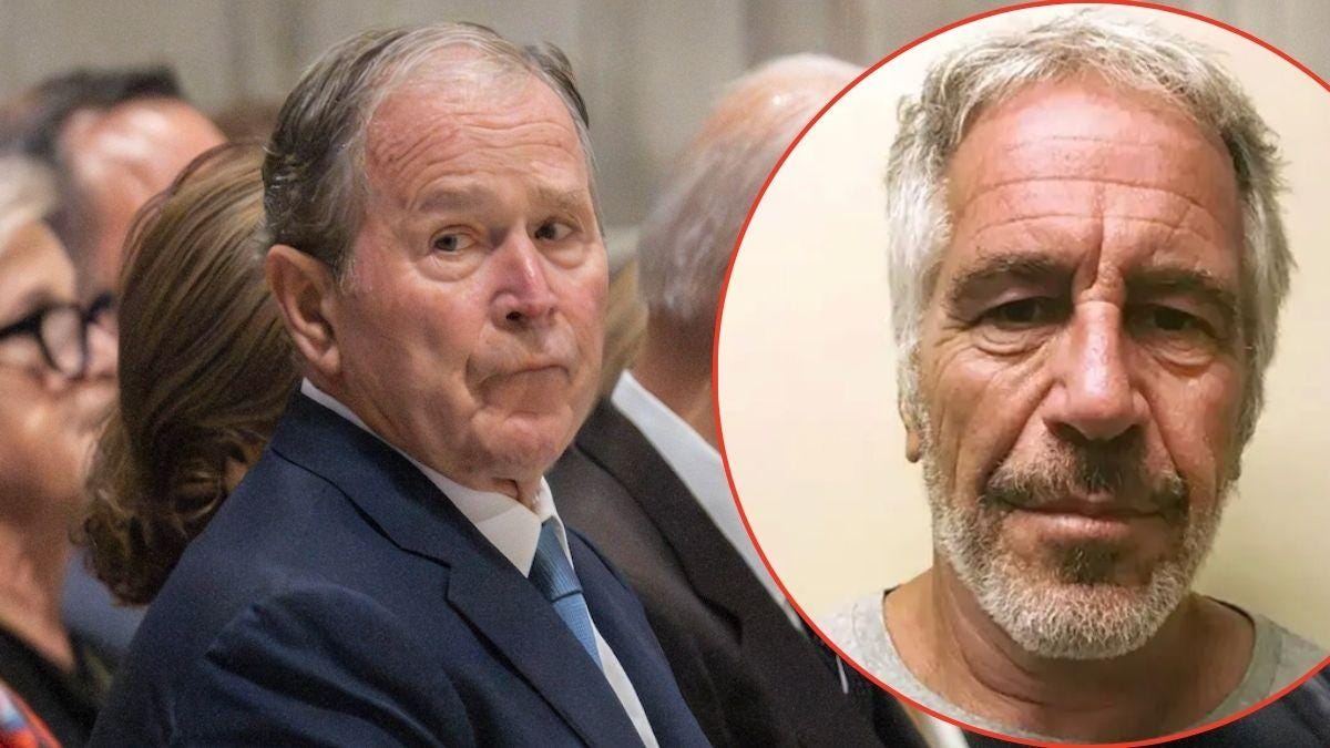 Photo of George W. Bush, Jeffrey Epstein Photo of George W. Bush, Jeffrey Epstein