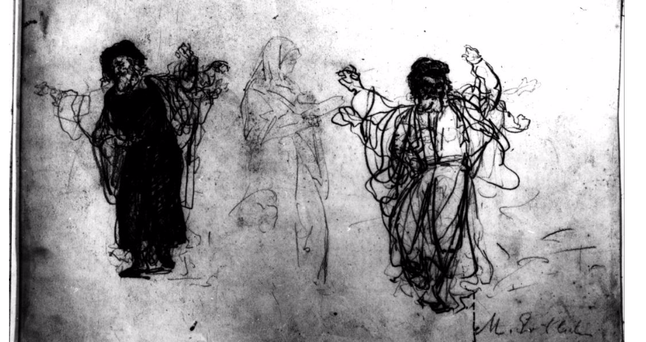 <p><em>Tańczą­cy chasy­dzi </em>(Danc­ing Hasidim). Mau­rycy Got­tlieb, ca. <span class="numbers">1875</span>. Pen­cil on paper. (Jew­ish His­tor­i­cal Insti­tute,&nbsp;Warsaw)</p>
