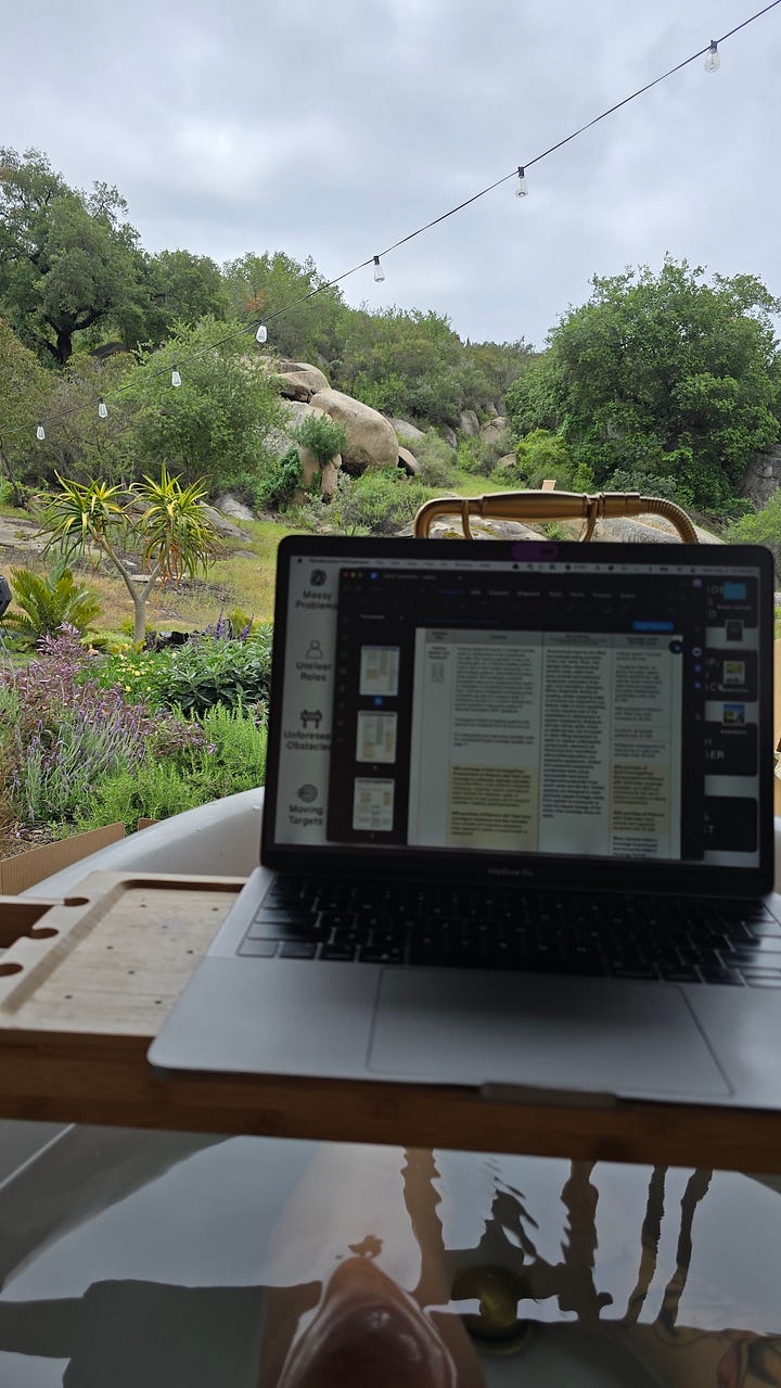 Working from the bathtub.