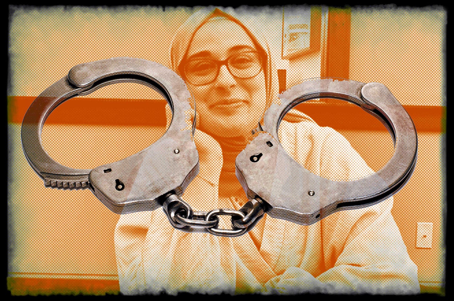 Handcuffs on an image of Rumeysa Ozturk