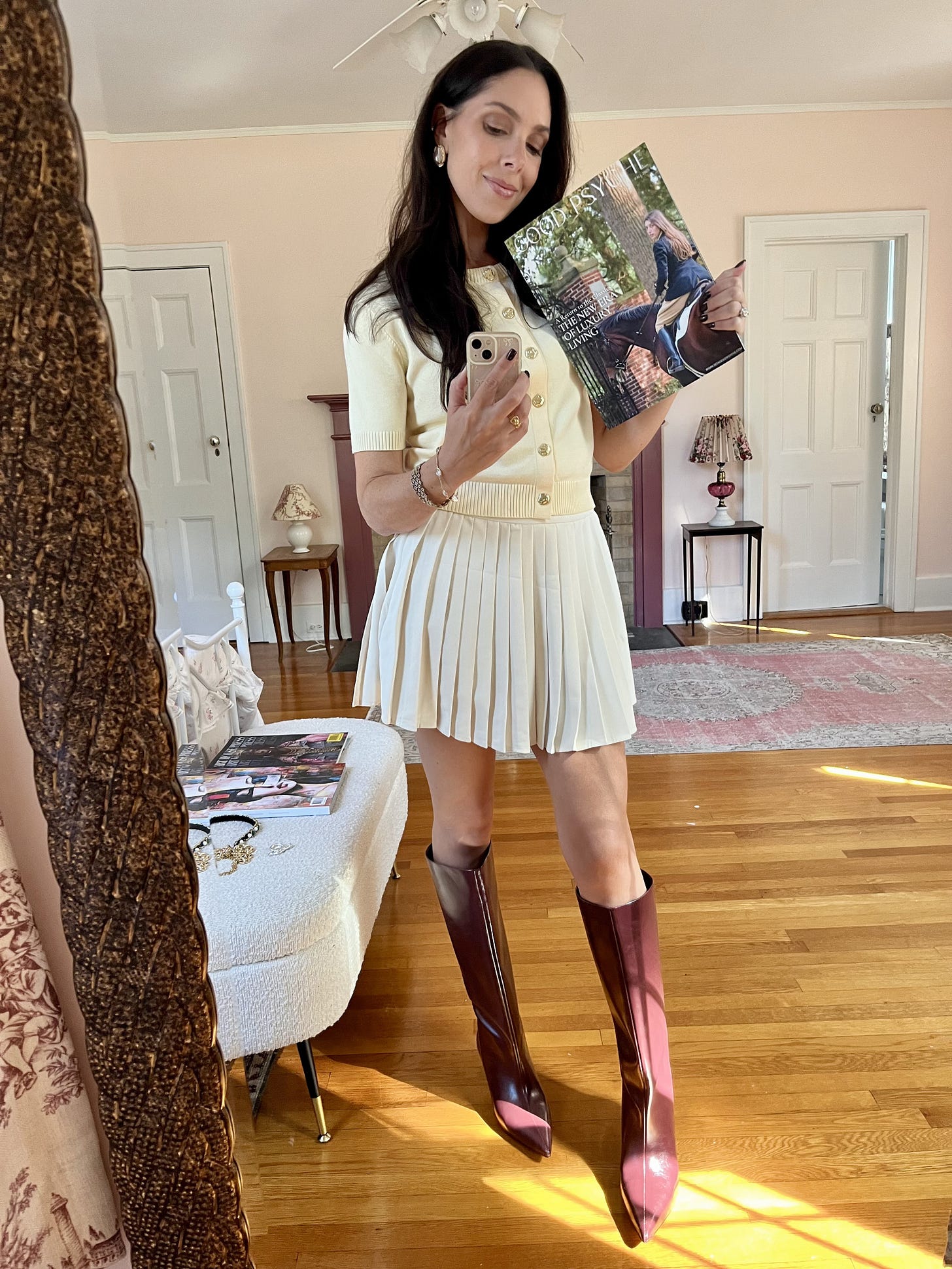 photo of trish mock mall talk holding up the new good psyche magazine