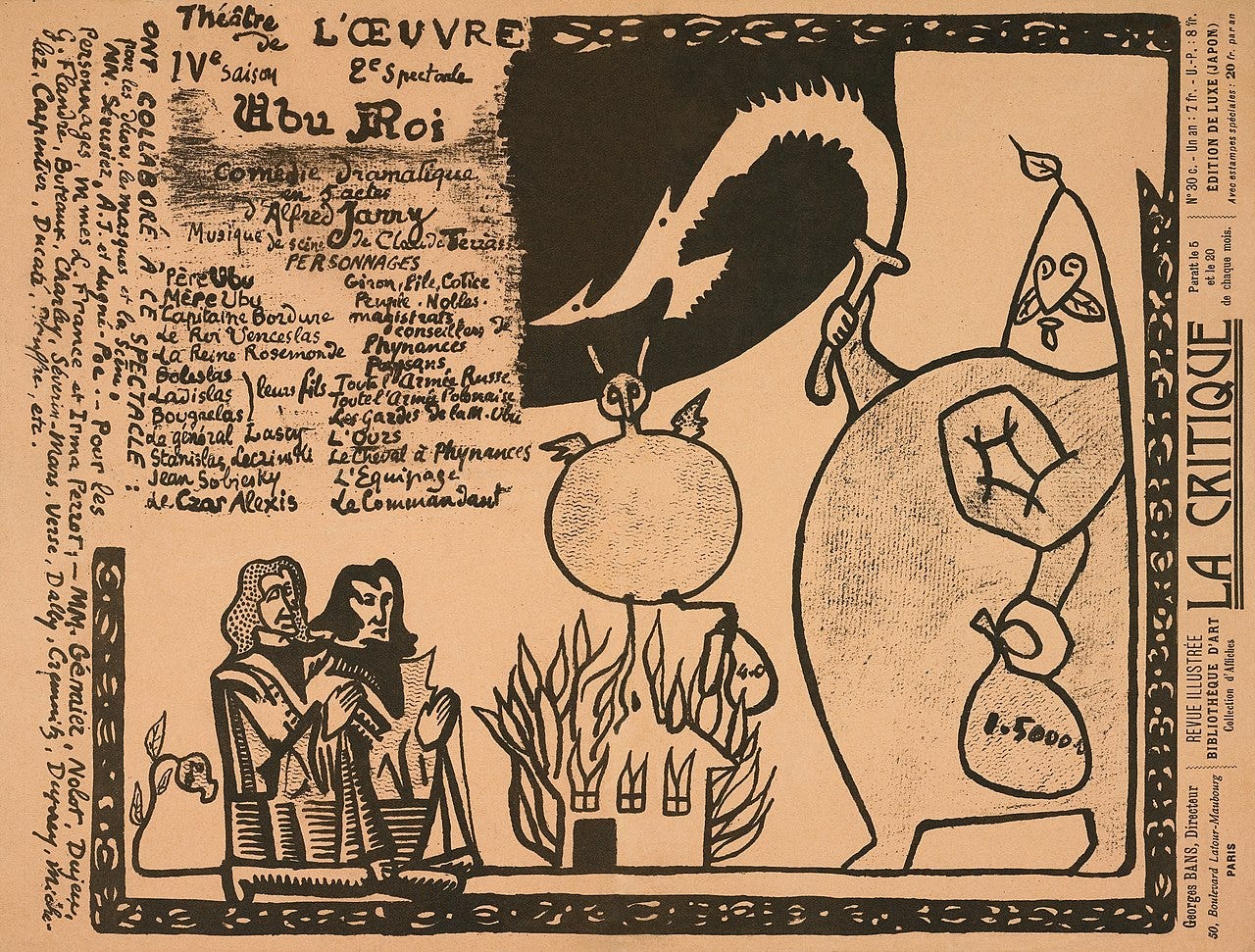 The programme of Ubu Roi at the Theatre de l’Œuvre.