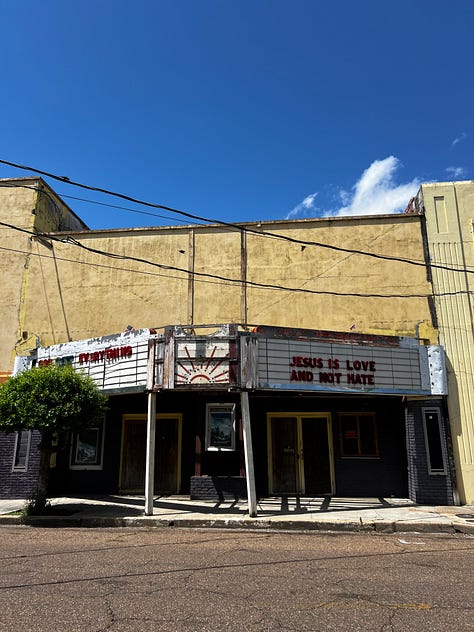 Street art and buildings in Clarksdale Mississippi