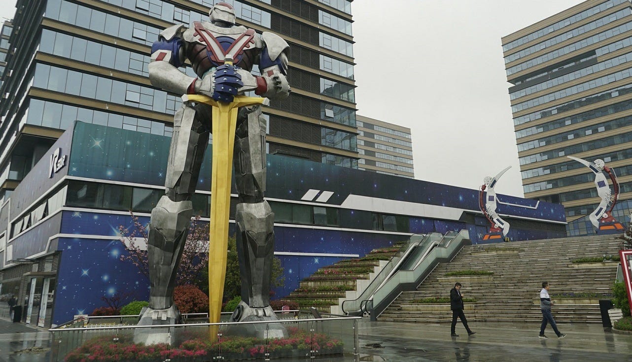 virtual reality base in nanchang china with iron man statue virtual reality base in nanchang china with iron man statue
