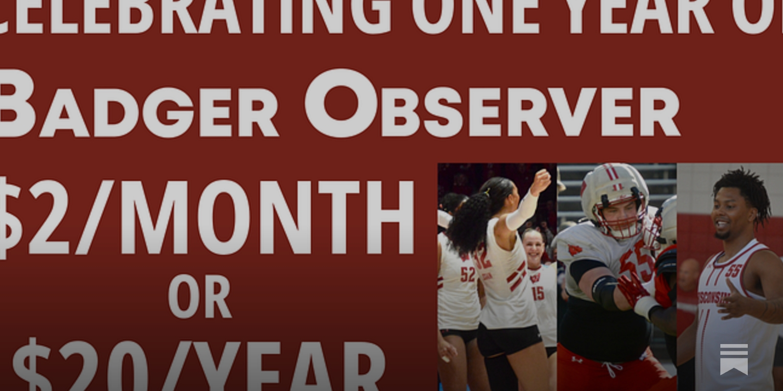 Celebrating 1-year anniversary covering Wisconsin football with cheap deal