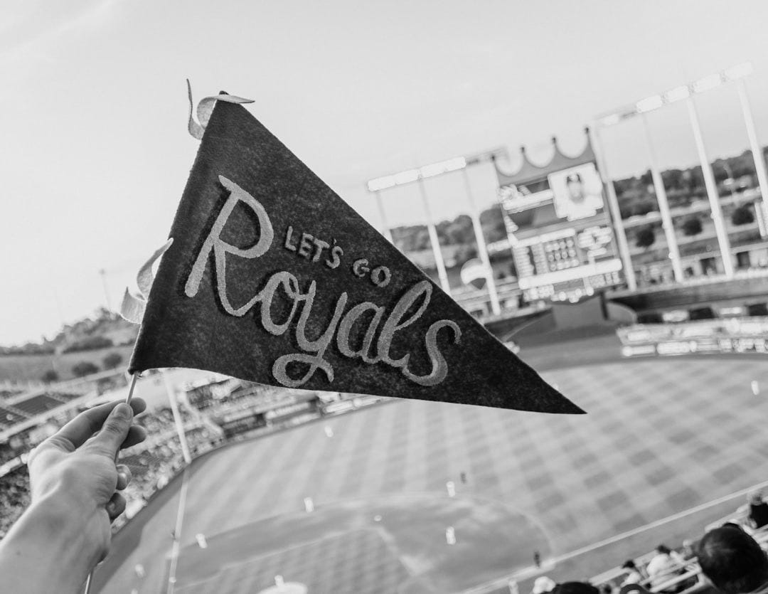 blue and white Lets Go Royal pennant blue and white Lets Go Royal pennant