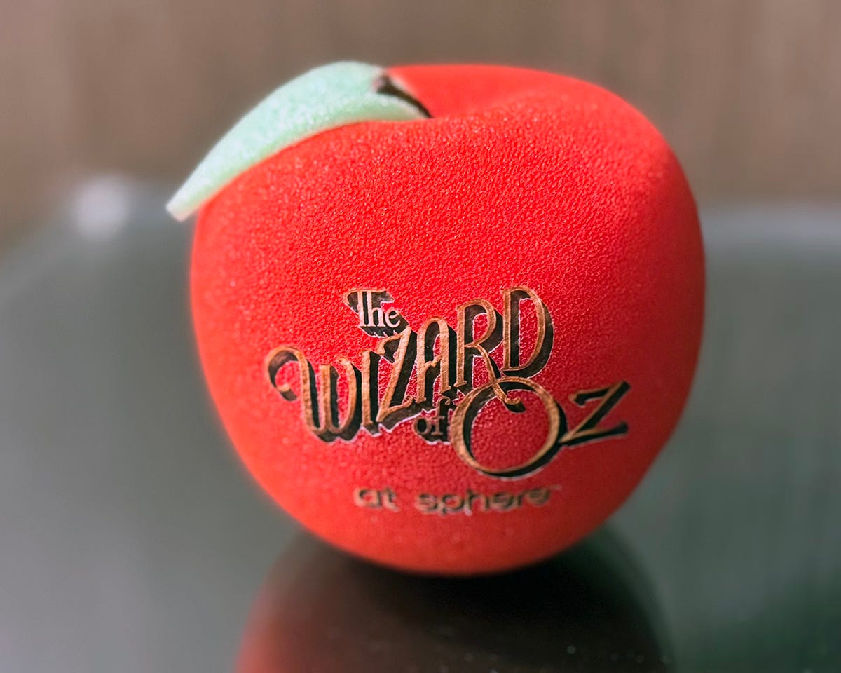 Foam apple from The Wizard of Oz at Sphere