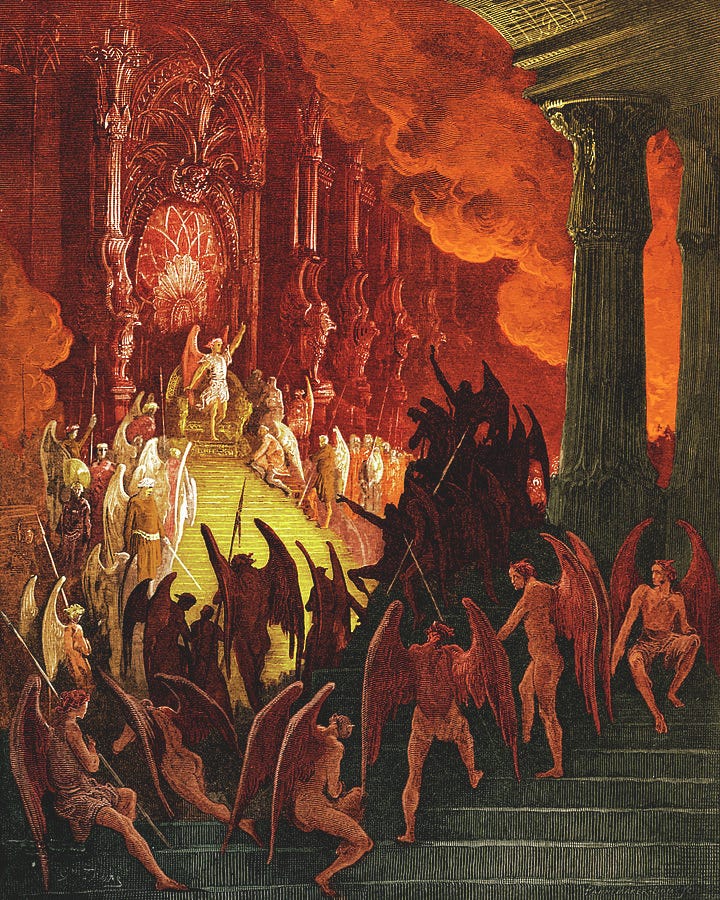 Paradise Lost Satan In Council, Drawing By Gustave Dore by Gustave Dore