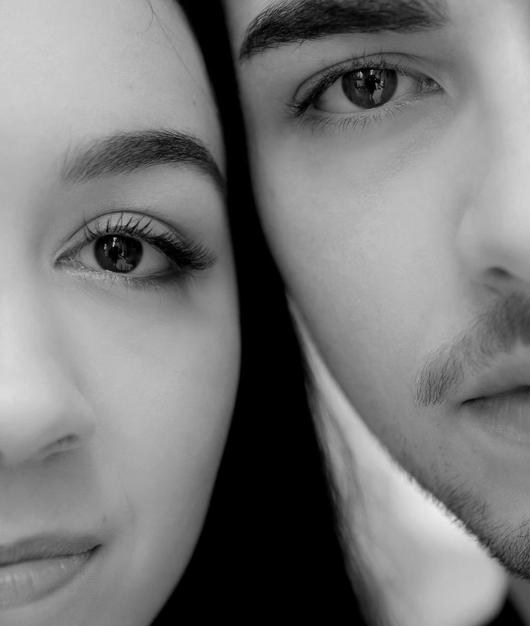 Close up of a couple's faces Close up of a couple's faces