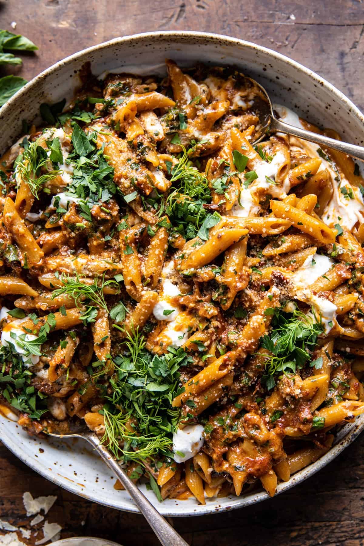 One Pot Sun-Dried Tomato Pasta with Whipped Ricotta | halfbakedharvest.com One Pot Sun-Dried Tomato Pasta with Whipped Ricotta | halfbakedharvest.com