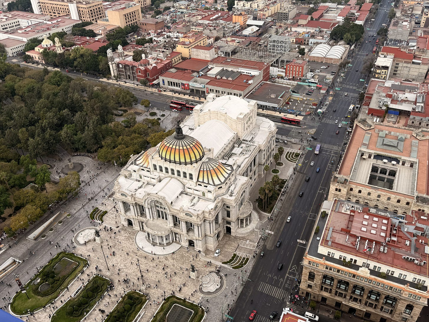 view of Bellas Artes from the Latin American tower