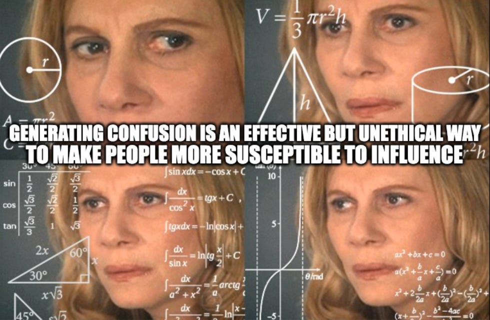 Generating Confusion Is An Effective But Unethical Way To Make People More Susceptible To Influence