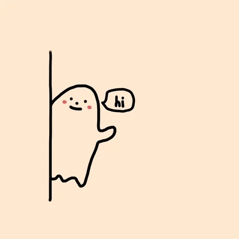 A cartoon ghost waves and says hi A cartoon ghost waves and says hi